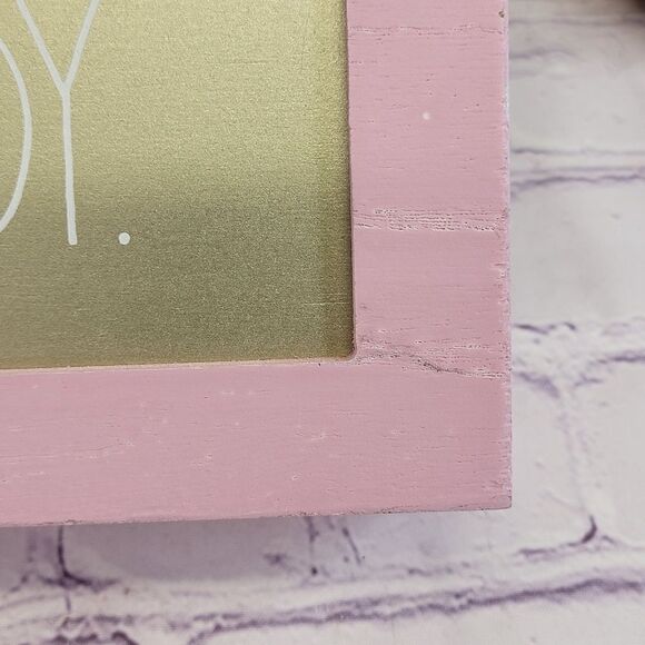 Rae Dunn PEACE LOVE JOY Pink Framed Wooden Sign Wall Art - Picture 4 of 8